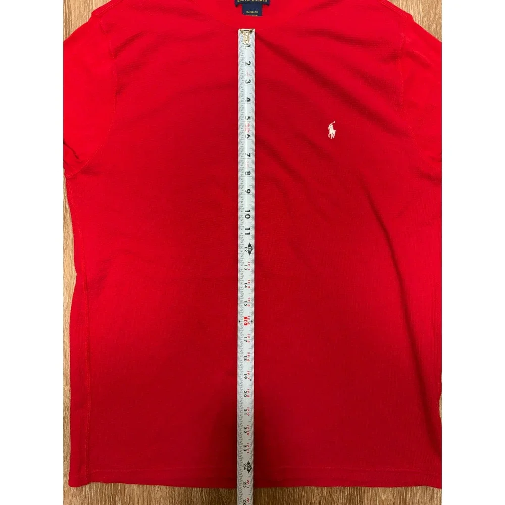 Polo Ralph Lauren Mens XL Red Waffle Knit Thermal Long Sleeve Crewneck Shirt